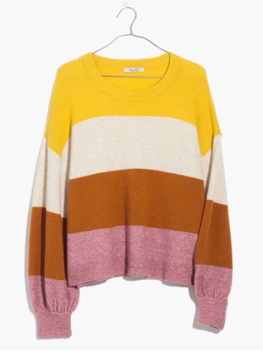 Madewell Striped Gladwell Crewneck Balloon Sleeve Pullover Sweater Medium
